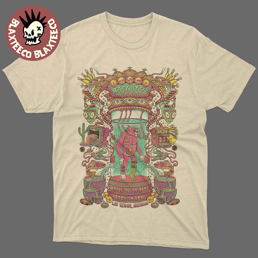 The Disco Biscuits Las Vegas Nevada 2025 Event Poster At Brooklyn Bowl On April 24 25 2026 T-Shirt