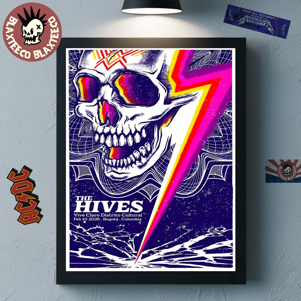 The Hives Bogota Colombia 2026 Event Poster At Vive Claro Distrito Cultural On February 10 2026 Lightning Skull Art Home Decor Poster Canvas