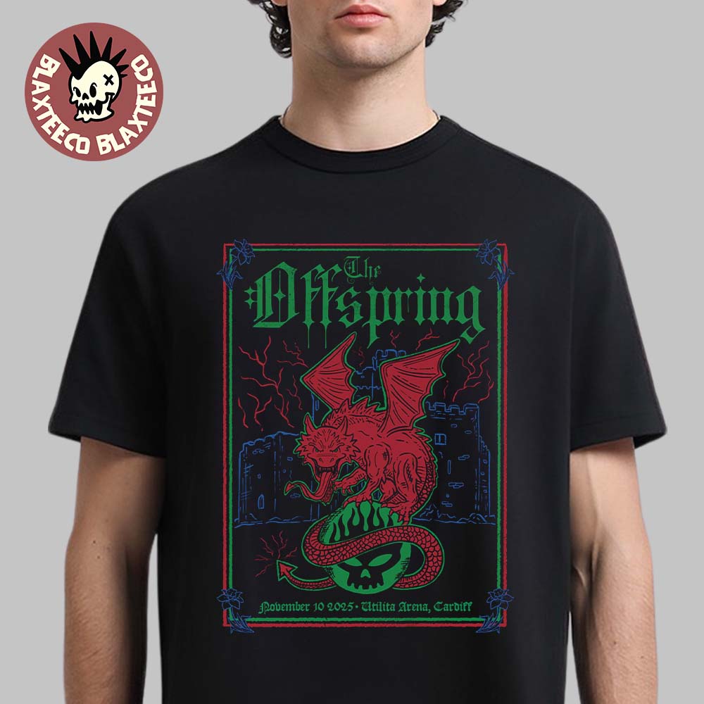 The Offspring Cardiff Wales 2025 Event Poster At Utilita Arena On November 10 2025 Signature Red Dragon Art T-Shirt