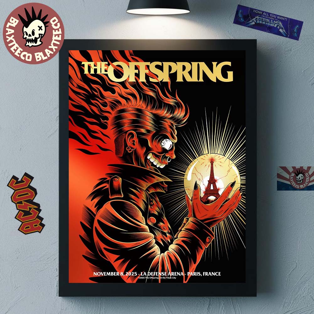 The Offspring Paris France 2025 Event Poster At La Defense Arena On November 8 2025 Home Decor Poster Canvas
