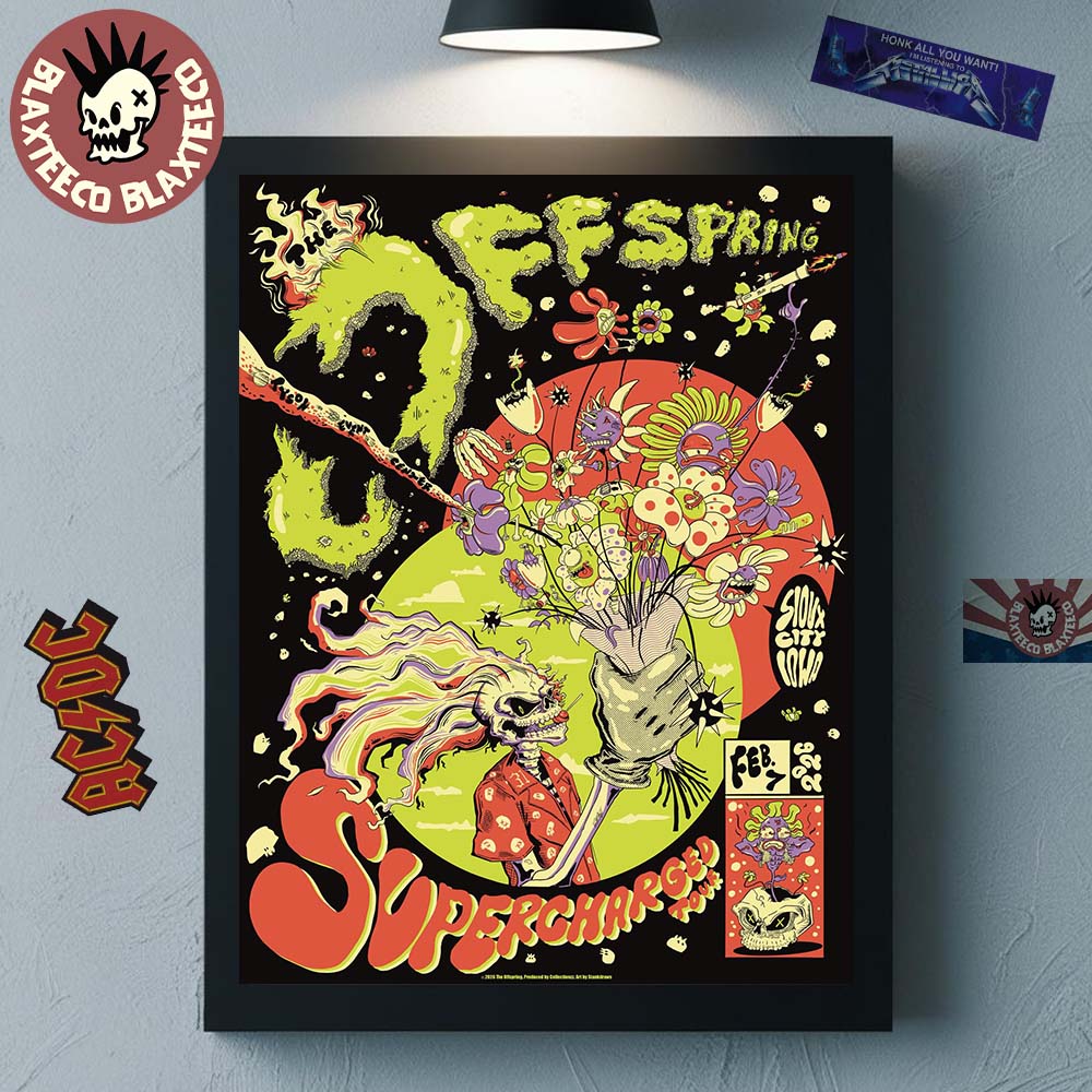 The Offspring Supercharged Tour 2026 Sioux City Iowa Venue Poster At Tyson Events Center On February 7 2026 Home Decor Poster Canvas