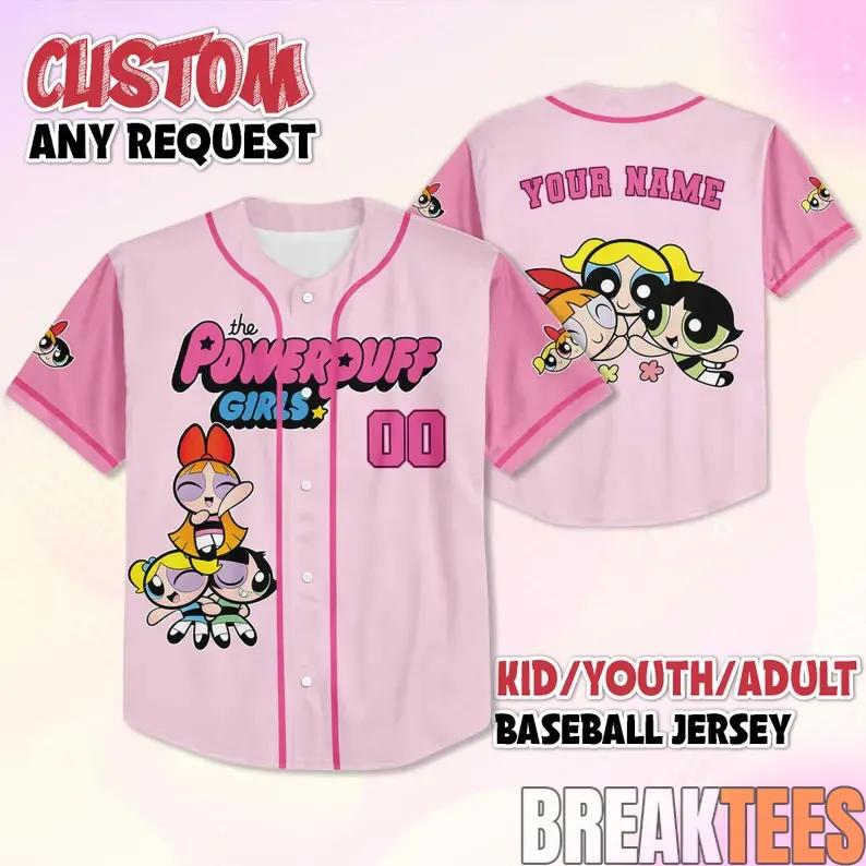 The Powerpuff Girls Baseball Jersey Kid & Adults V1
