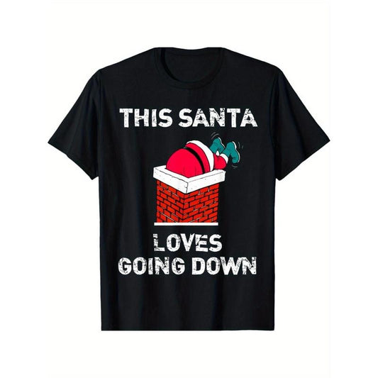 "This Santa Loves Going Down" Funny Christmas Short Sleeve T-Shirt made in usa