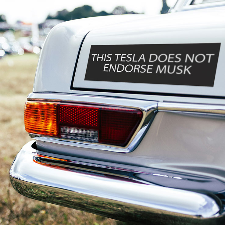 This Tesla Does Not Endorse Musk Car Magnet