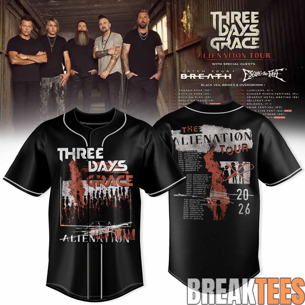 Three Days Grace Alienation Tour 2026 Special Jersey