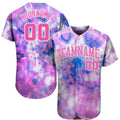 Custom Tie Dye Pink-White 3D Authentic Baseball Jersey
