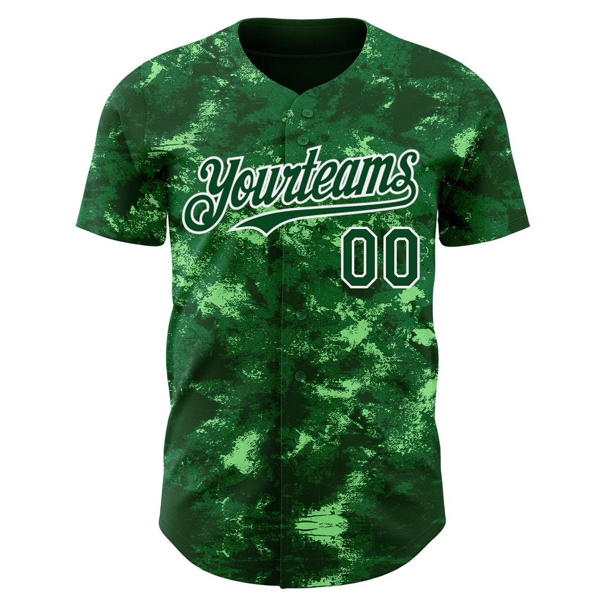 Custom Tie Dye Green-White Authentic Baseball Jersey