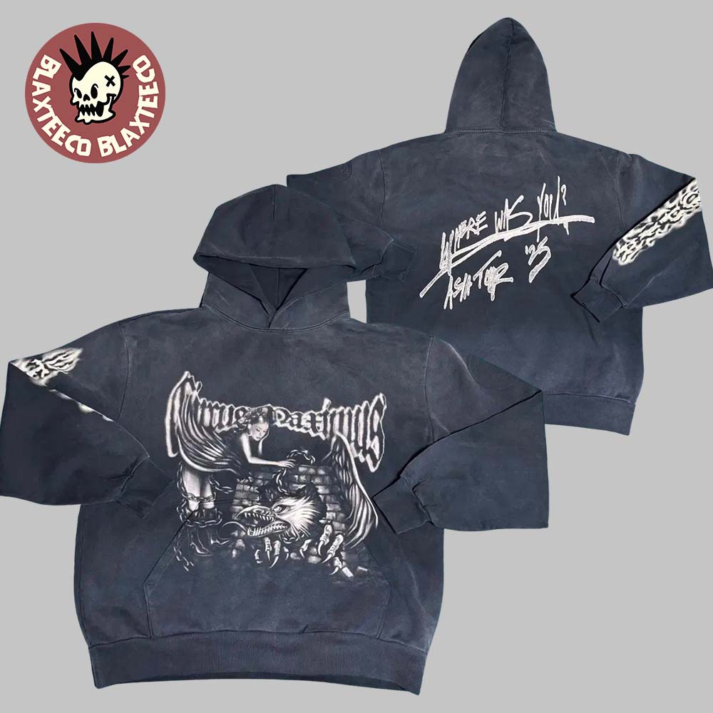 Travis Scott Live In Asia Circus Maximus Tour 2025 Merch Where Was U Girl And The Eagle Black Hoodie