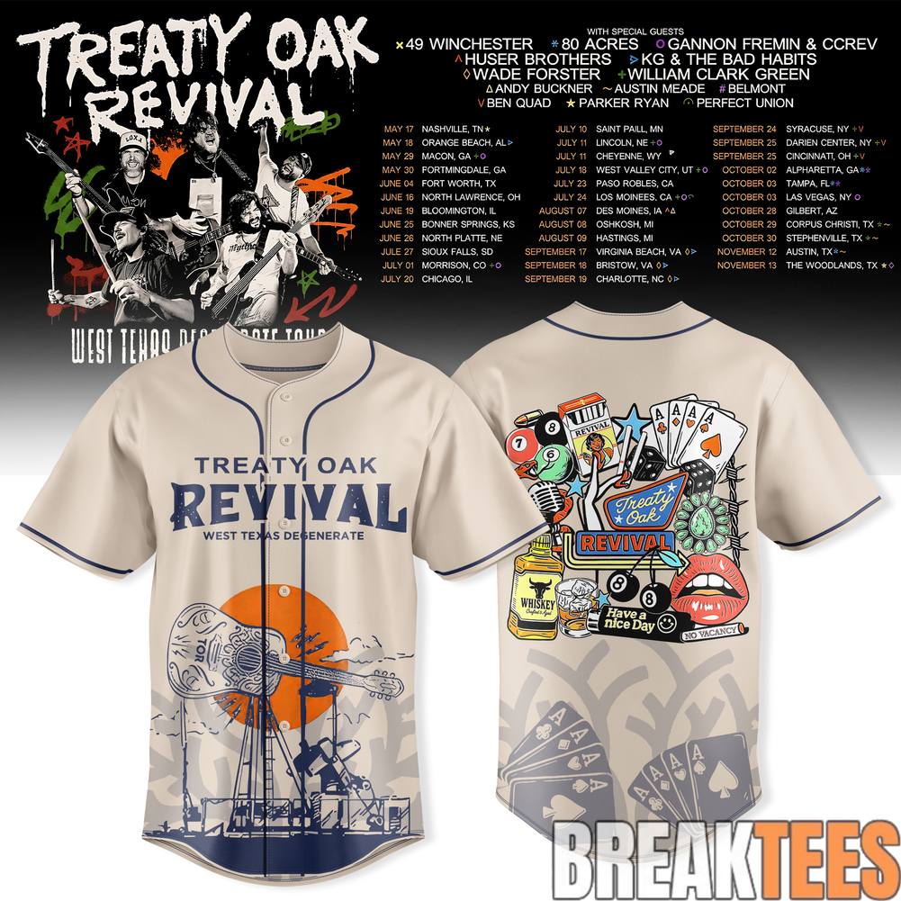 Treaty Oak Revival West Texas Degenerate Tour 2026 Baseball Jersey