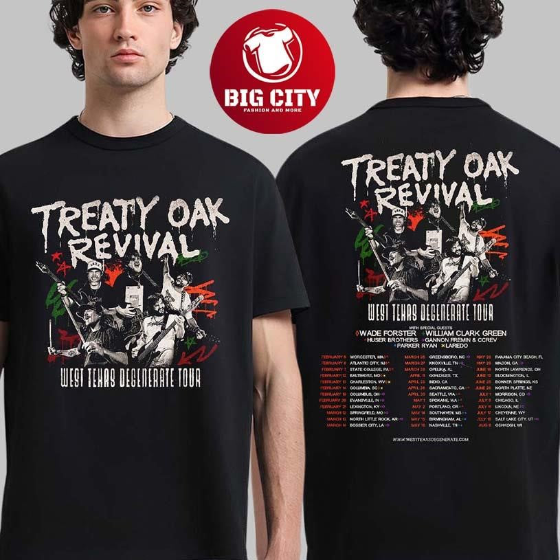 Treaty Oak Revival West Texas Degenerate Tour 2026 North American City Dates Two Sided Shirt