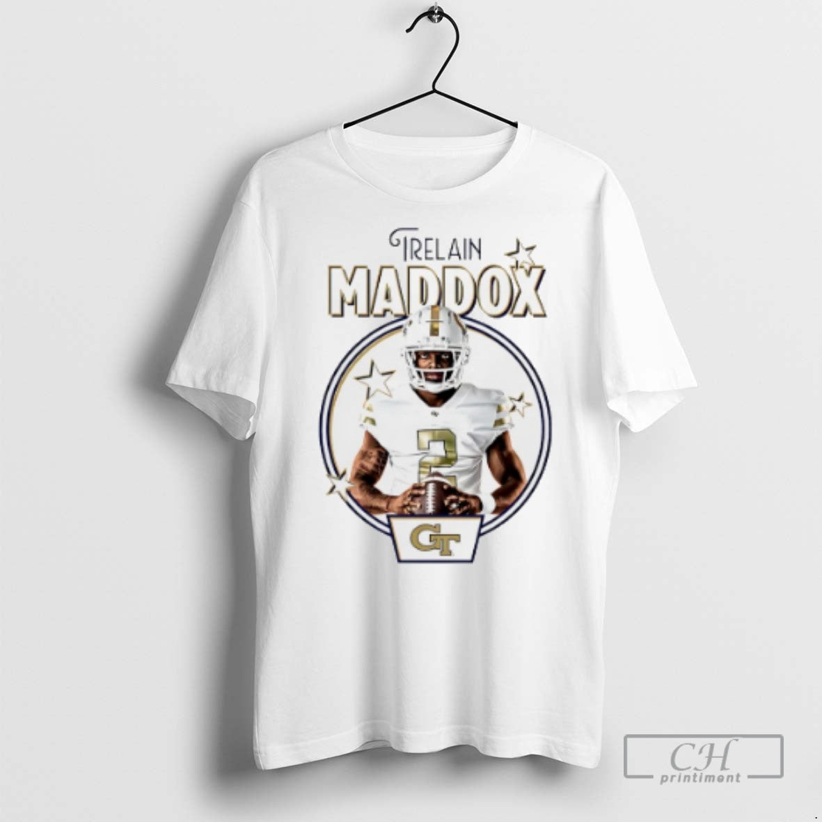 Trelain Maddox Georgia Tech Yellow Jackets Illustrated T Shirts