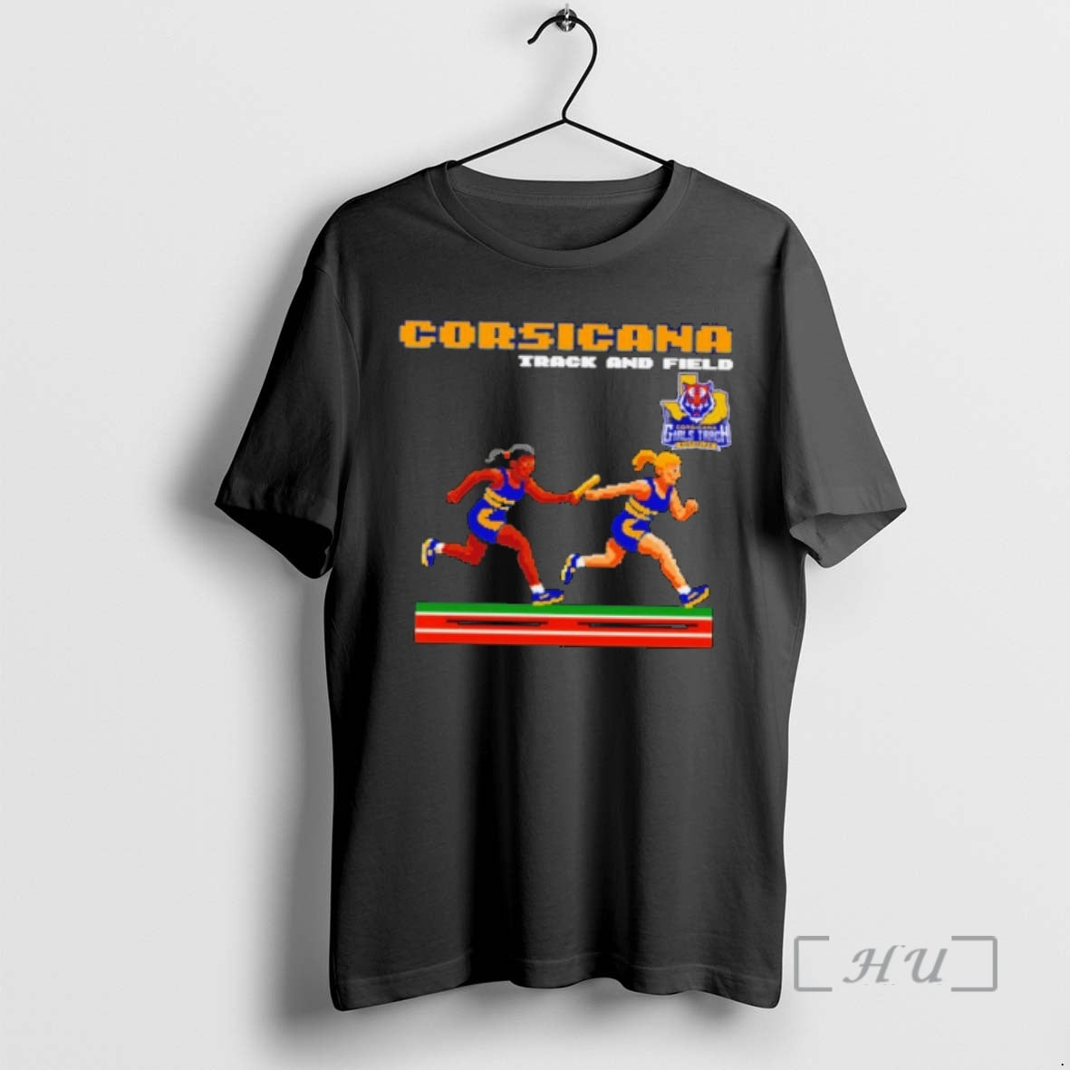 Trending Corsicana Girls Tracks Corsicana Female Relay Handoff 8 Bit Track And Field Premium