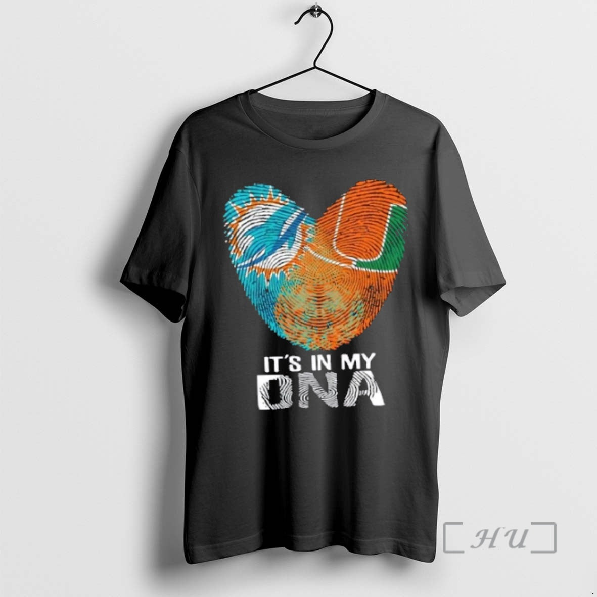 Trending Miami City Sports Dolphins X Hurricanes Its In My Dna Fingerprint Heart Premium