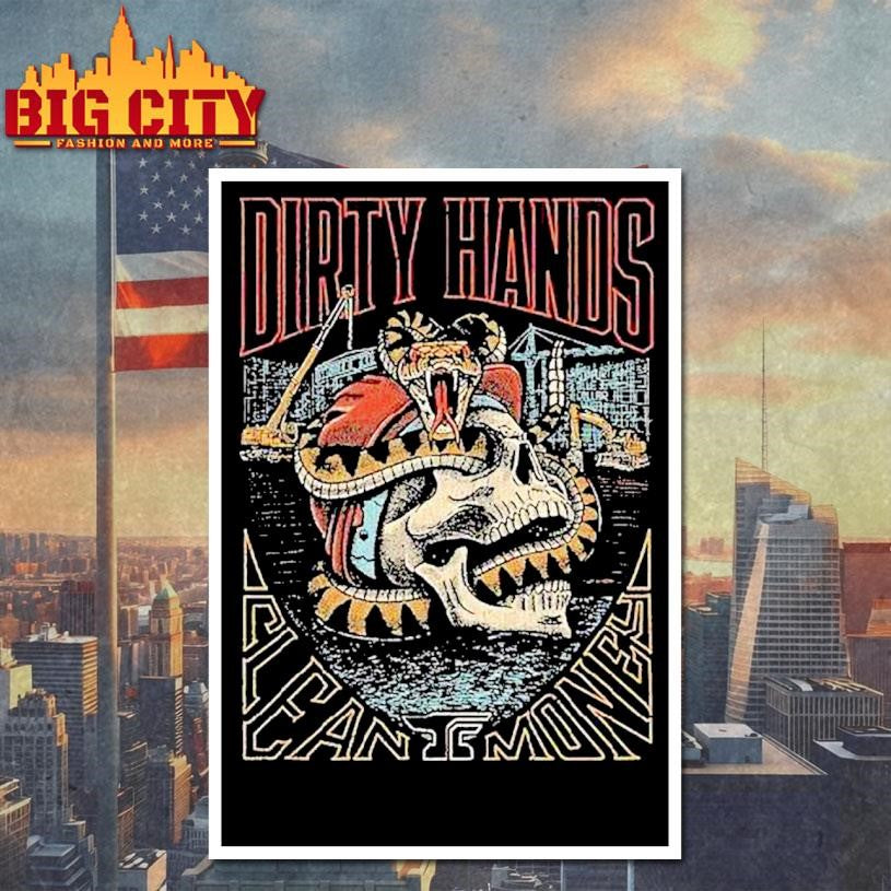 Troll Co Dirty Hands Clean Money Rattled Skull Shirt