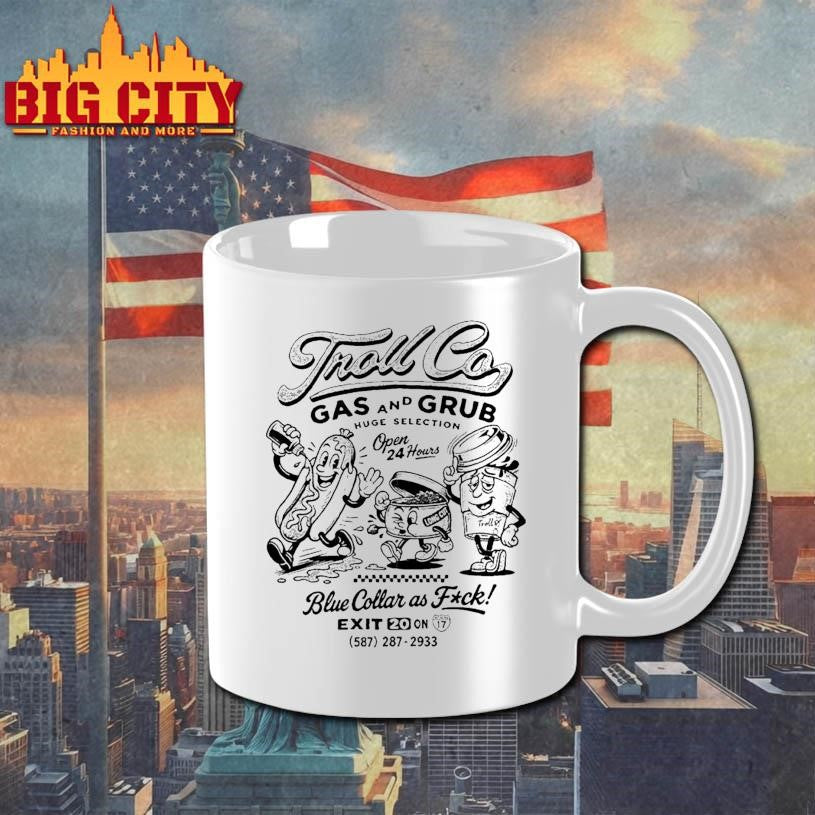 Troll Co Gas And Grub Blue Collar As Fuck Hotdog Shirt