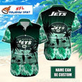 Tropical Nocturne - Flamingo New York Jets Hawaiian Shirt