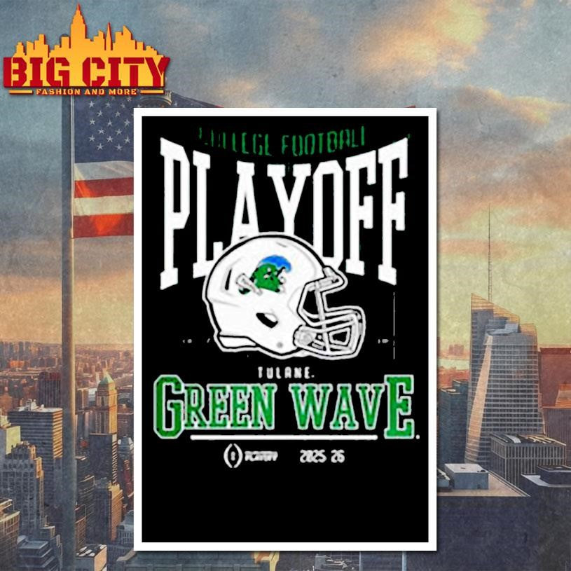 Tulane Green Wave NCAA 2025 2026 College Football Playoff curved helmet shirt
