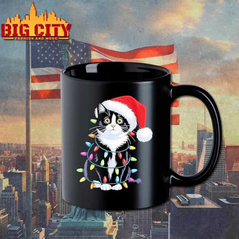 Tuxedo Cat Meow Santa Tuxie Christmas Tree Shirt