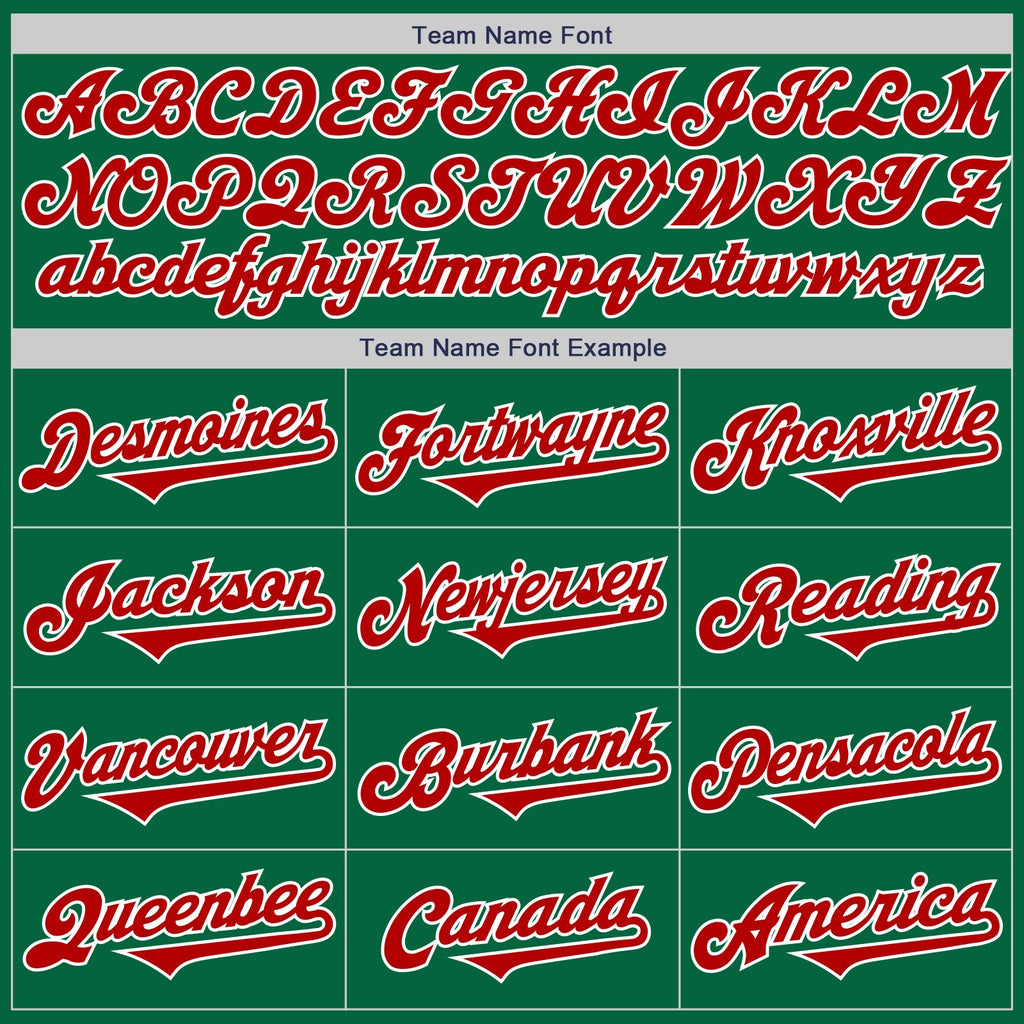 Custom Kelly Green Red-White Authentic Two Tone Baseball Jersey