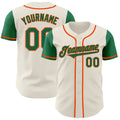 Custom Cream Kelly Green-Orange Authentic Two Tone Baseball Jersey