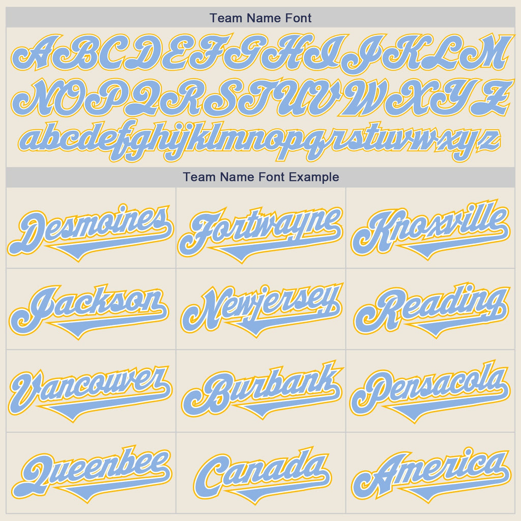 Custom Cream Light Blue White-Gold Authentic Two Tone Baseball Jersey