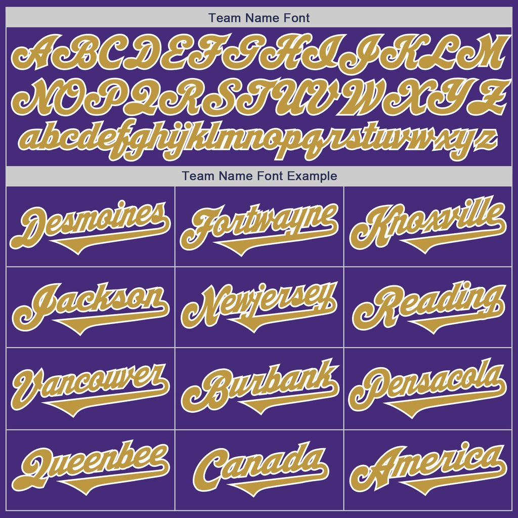 Custom Purple Old Gold-White Authentic Two Tone Baseball Jersey