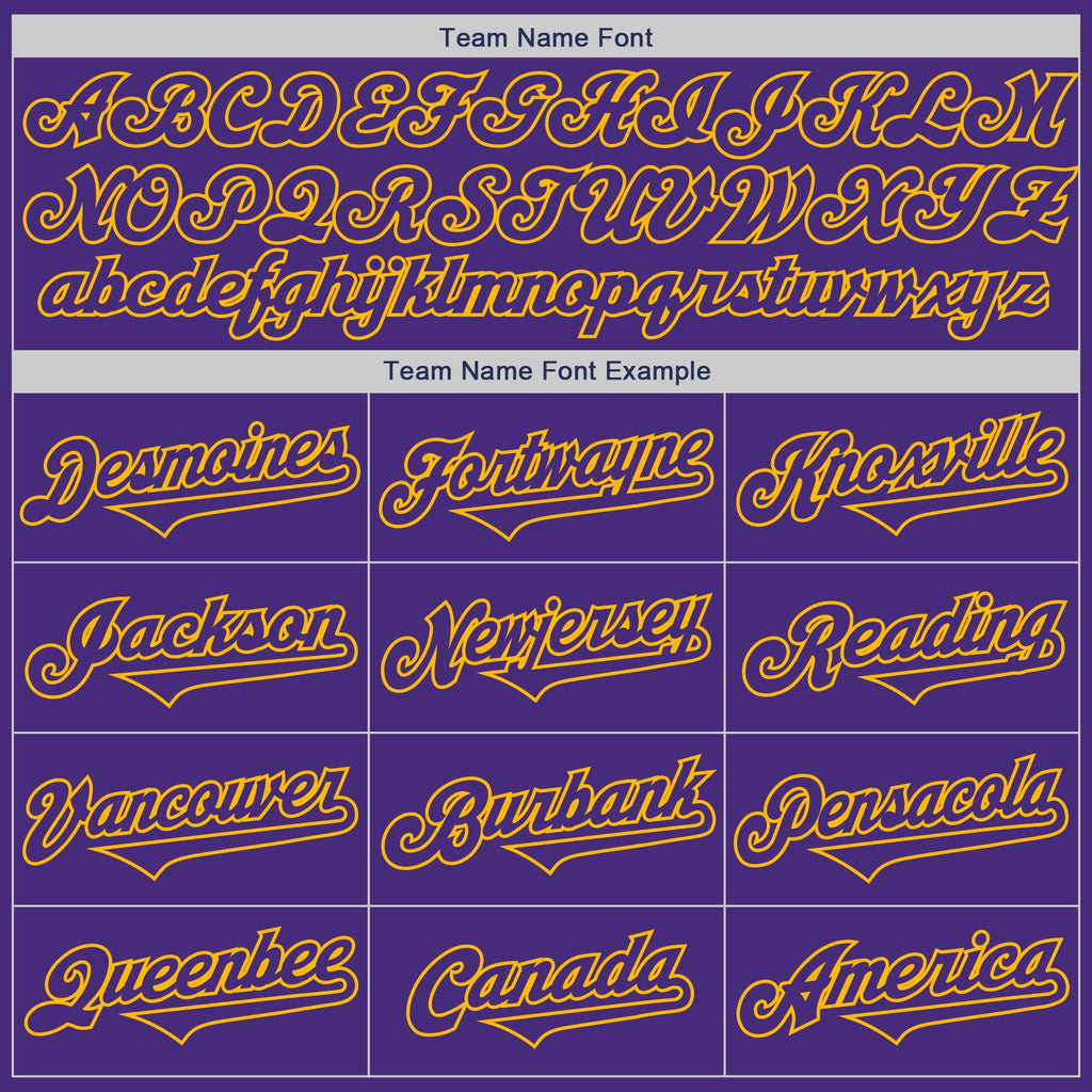 Custom Purple Gold Authentic Two Tone Baseball Jersey