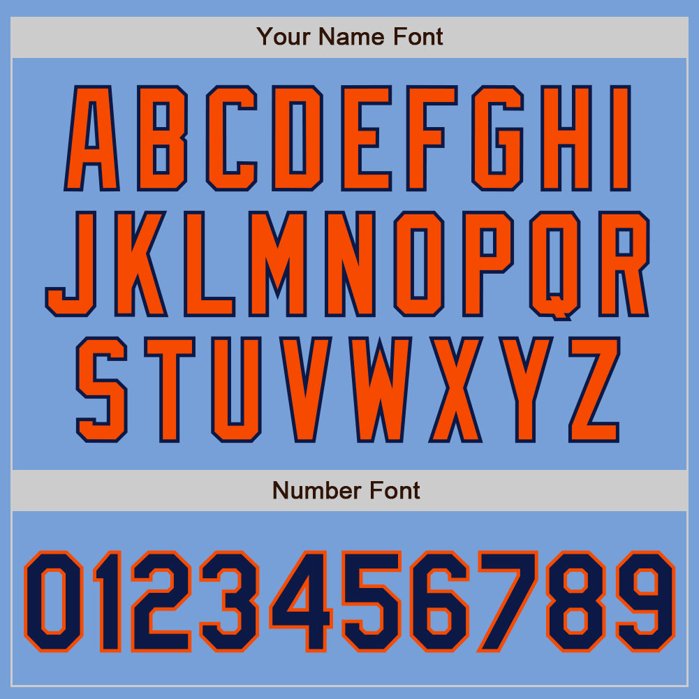 Custom Light Blue Navy-Orange Authentic Two Tone Baseball Jersey