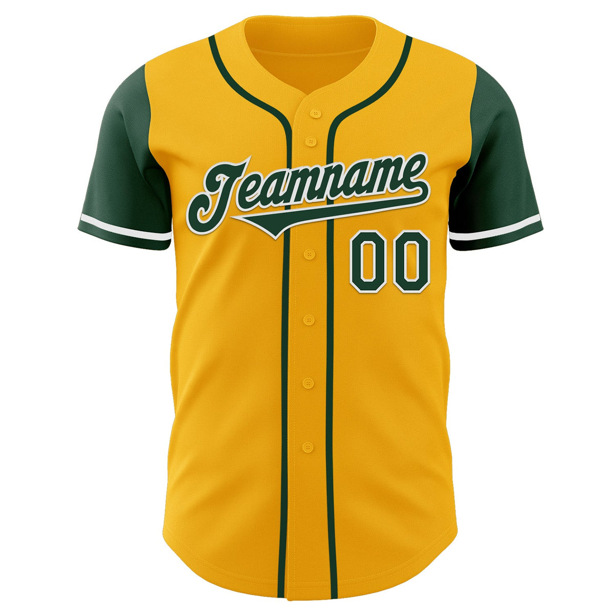 Custom Gold Green-White Authentic Two Tone Baseball Jersey