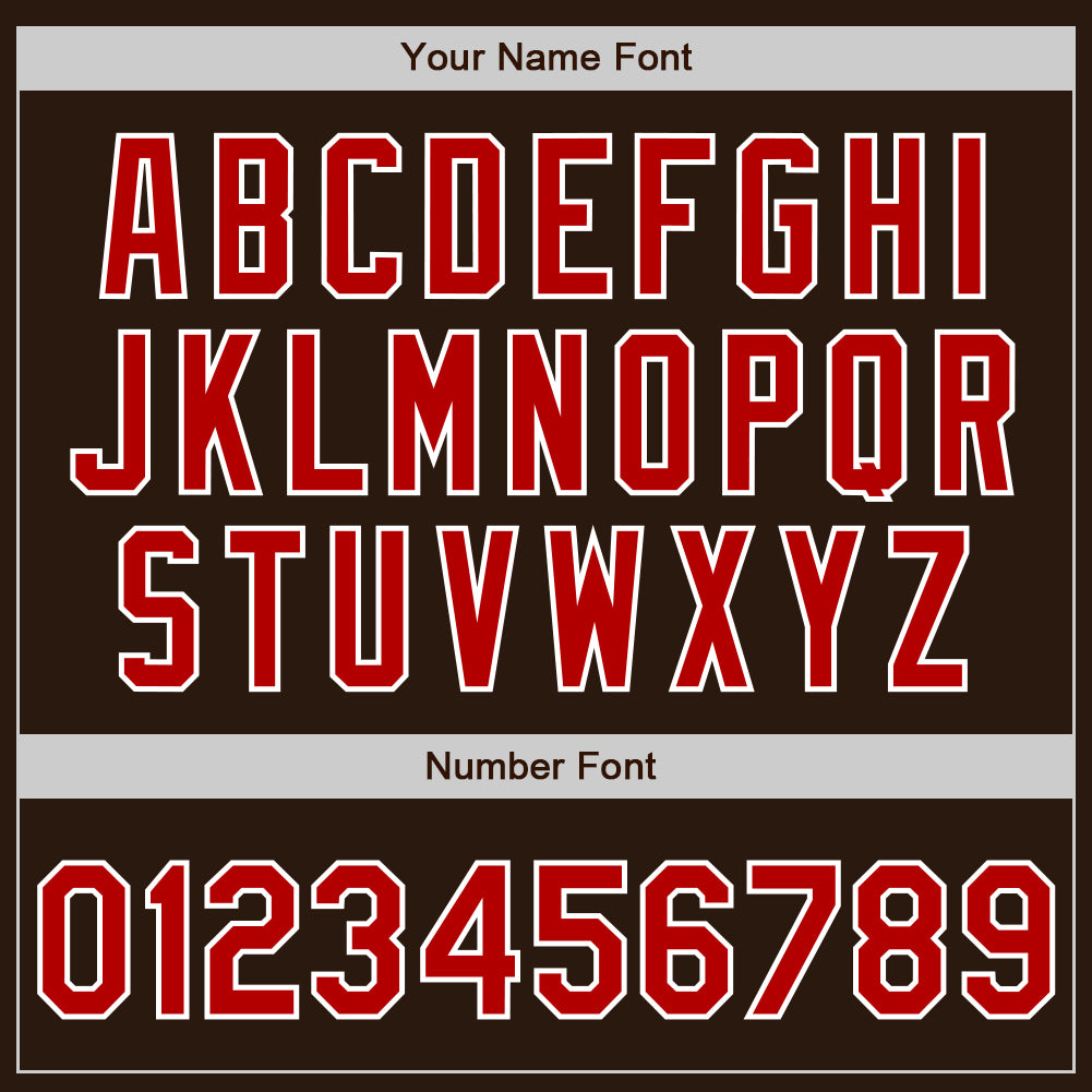 Custom Brown Red-White Authentic Two Tone Baseball Jersey