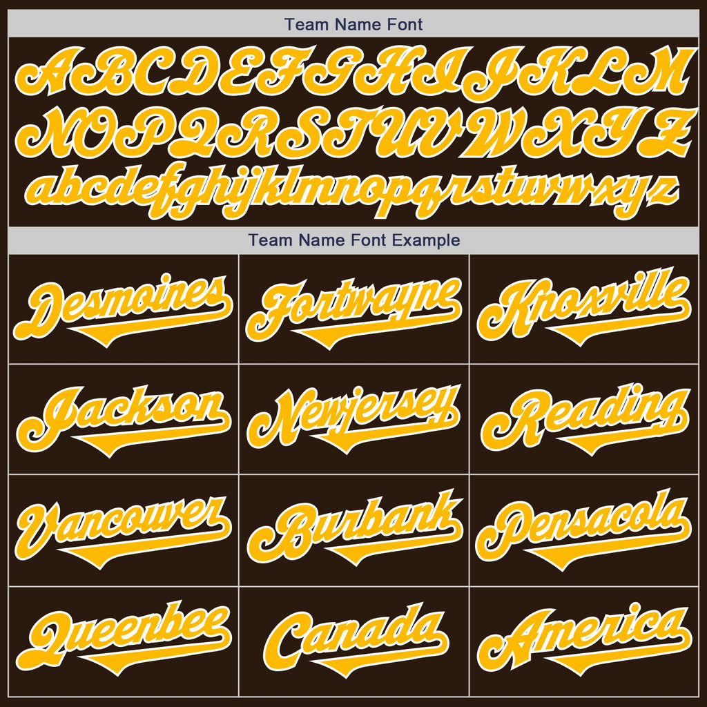 Custom Brown Gold-White Authentic Two Tone Baseball Jersey