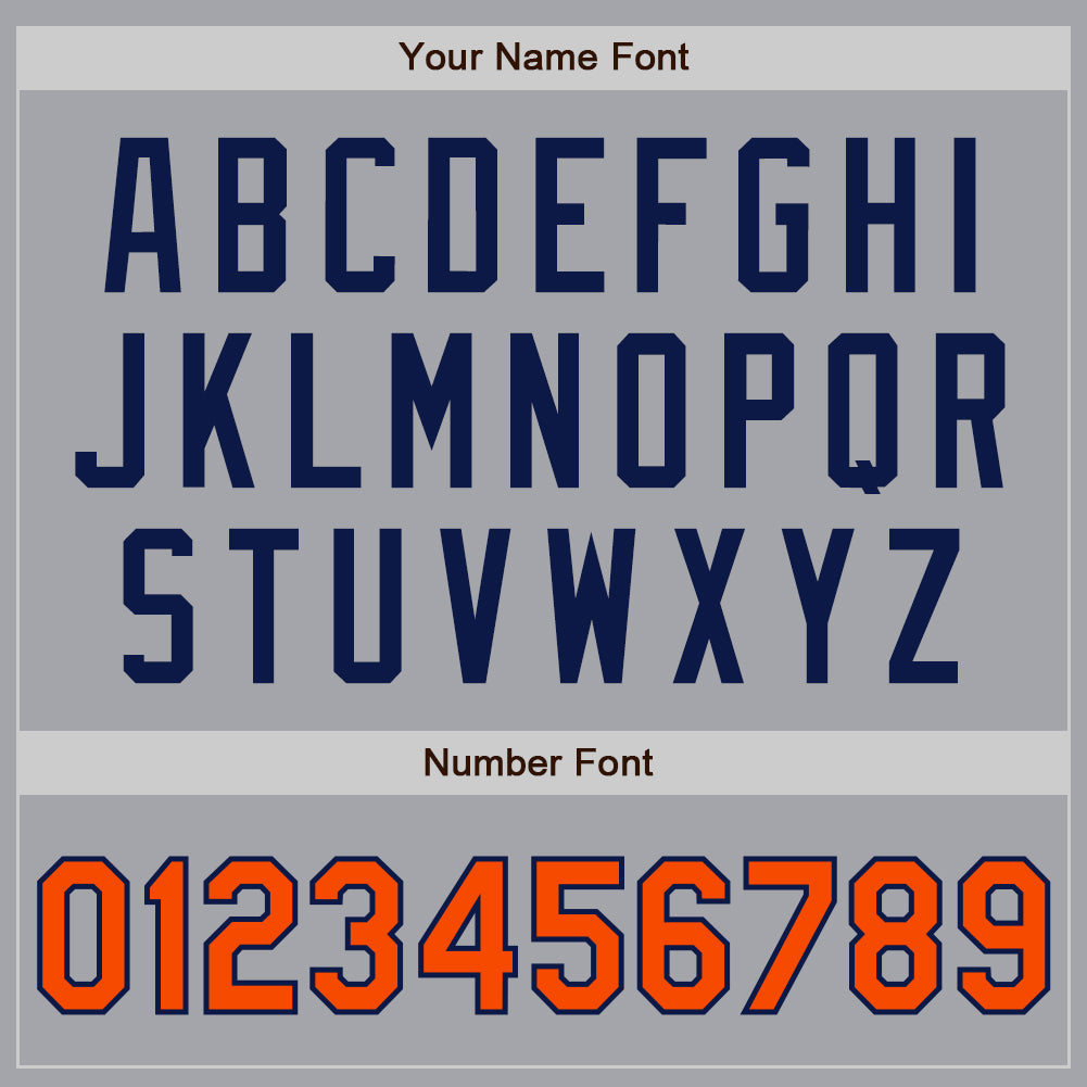 Custom Gray Orange-Navy Authentic Two Tone Baseball Jersey
