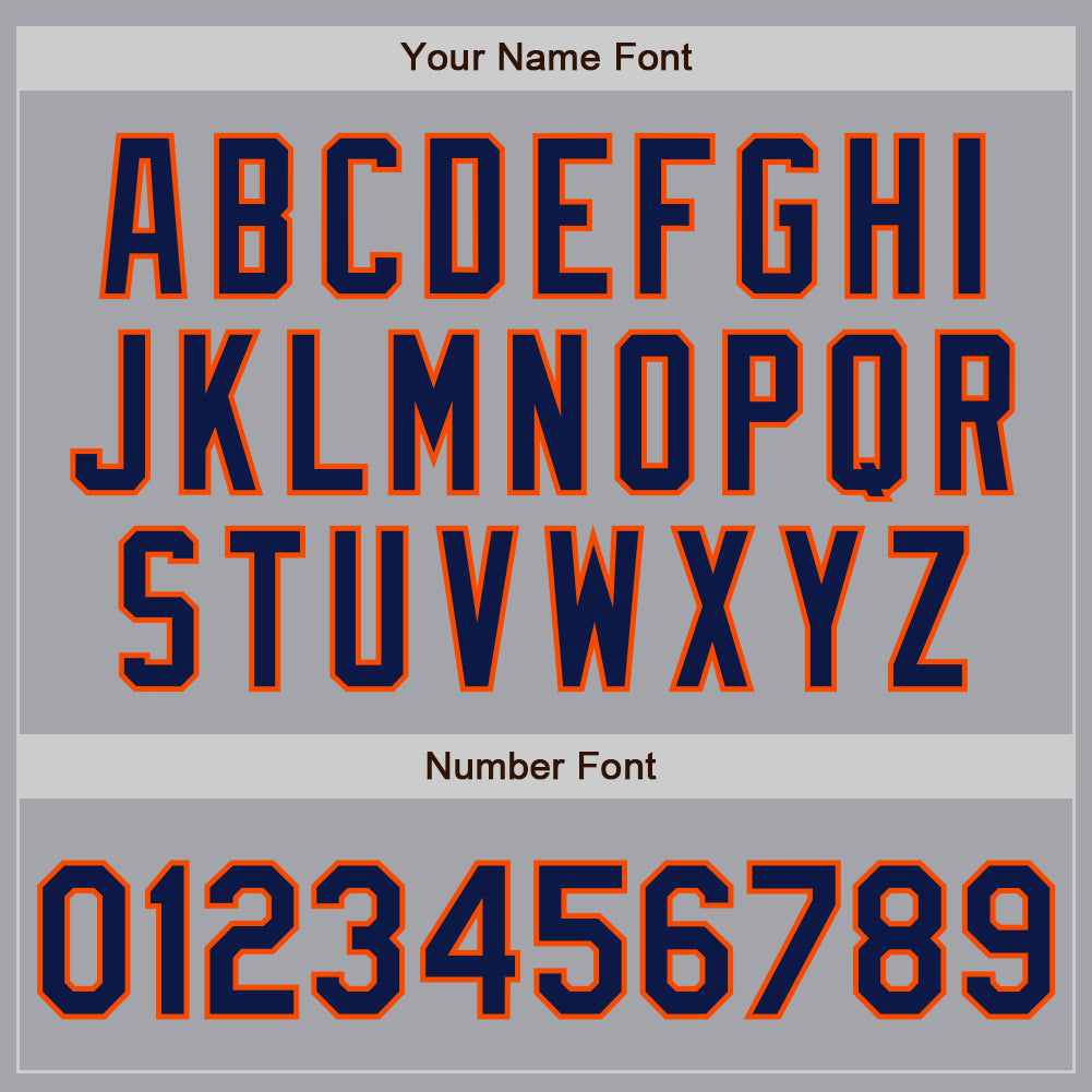 Custom Gray Navy-Orange Authentic Two Tone Baseball Jersey