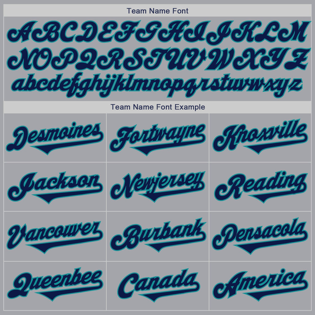Custom Gray Navy-Teal Authentic Two Tone Baseball Jersey