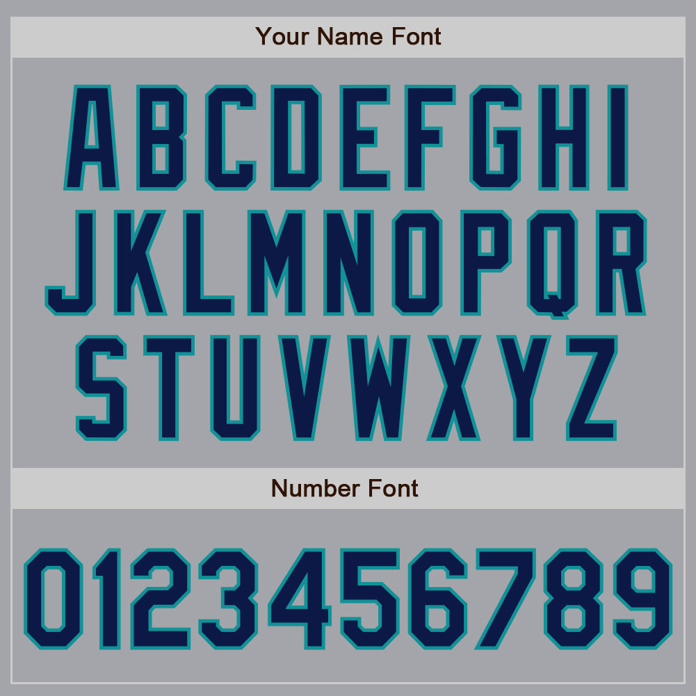 Custom Gray Navy-Teal Authentic Two Tone Baseball Jersey