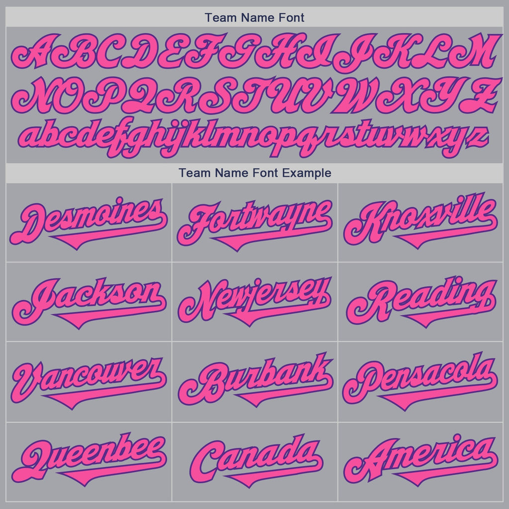 Custom Gray Pink-Purple Authentic Two Tone Baseball Jersey