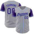 Custom Gray Purple-Light Blue Authentic Two Tone Baseball Jersey
