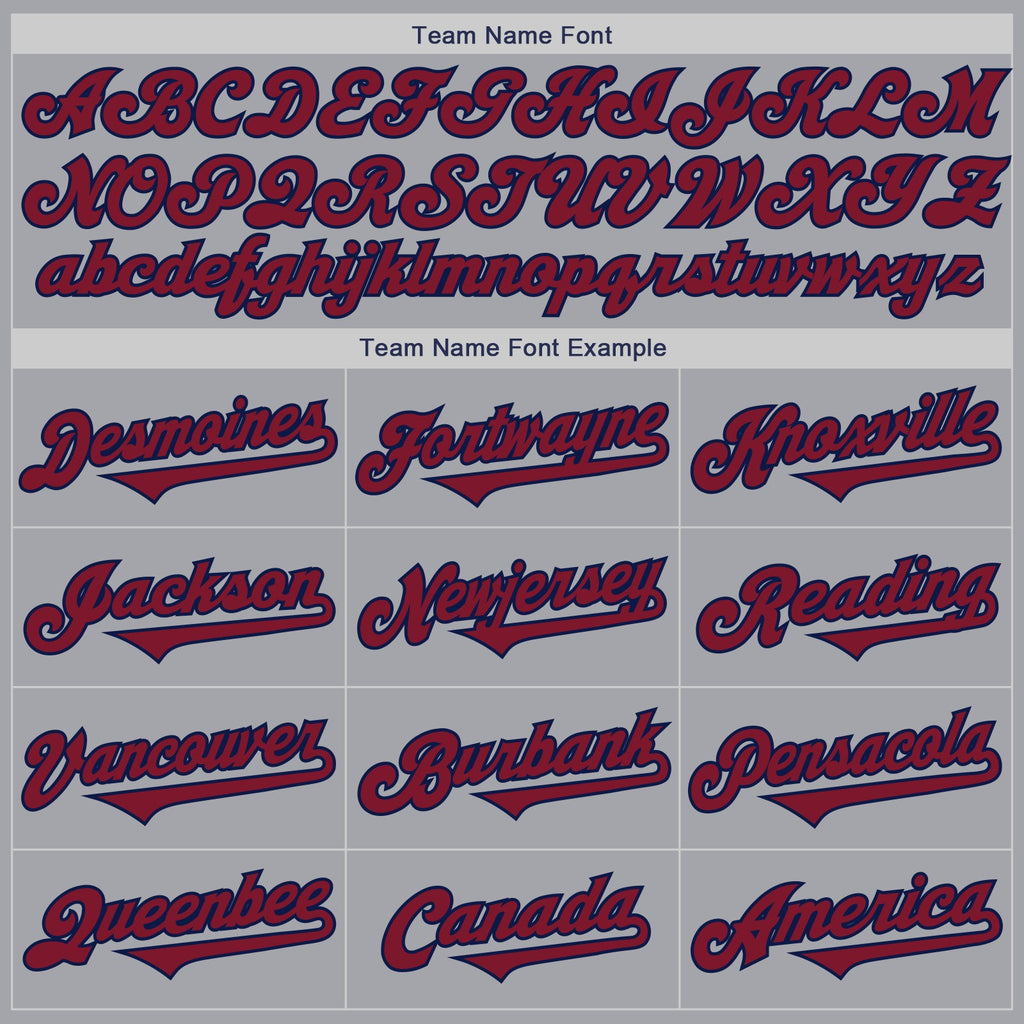 Custom Gray Crimson-Navy Authentic Two Tone Baseball Jersey