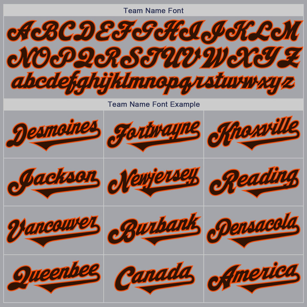 Custom Gray Brown-Orange Authentic Two Tone Baseball Jersey