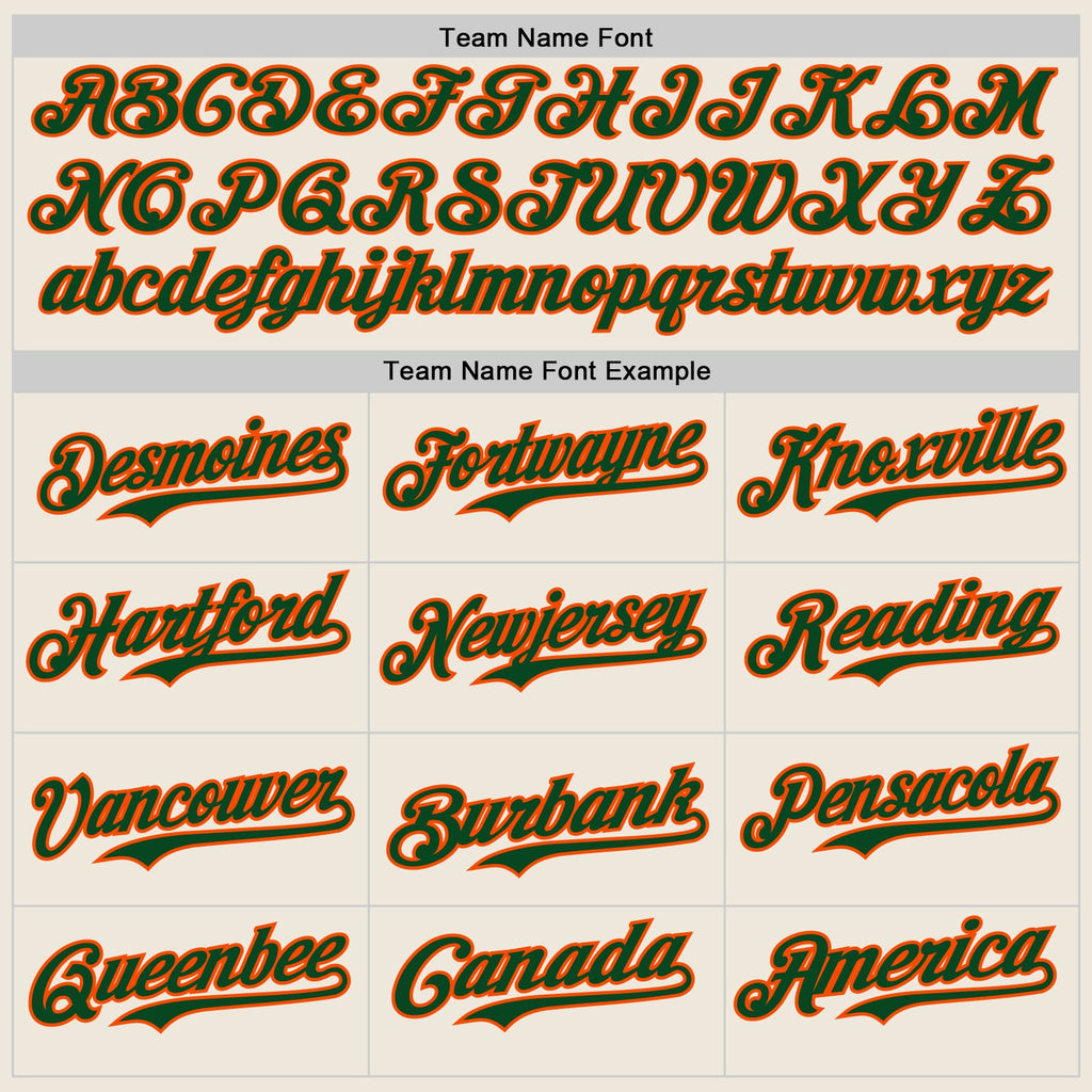 Custom Cream Green Pinstripe Orange Authentic Two Tone Baseball Jersey