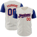 Custom Cream Royal Pinstripe Red Authentic Two Tone Baseball Jersey