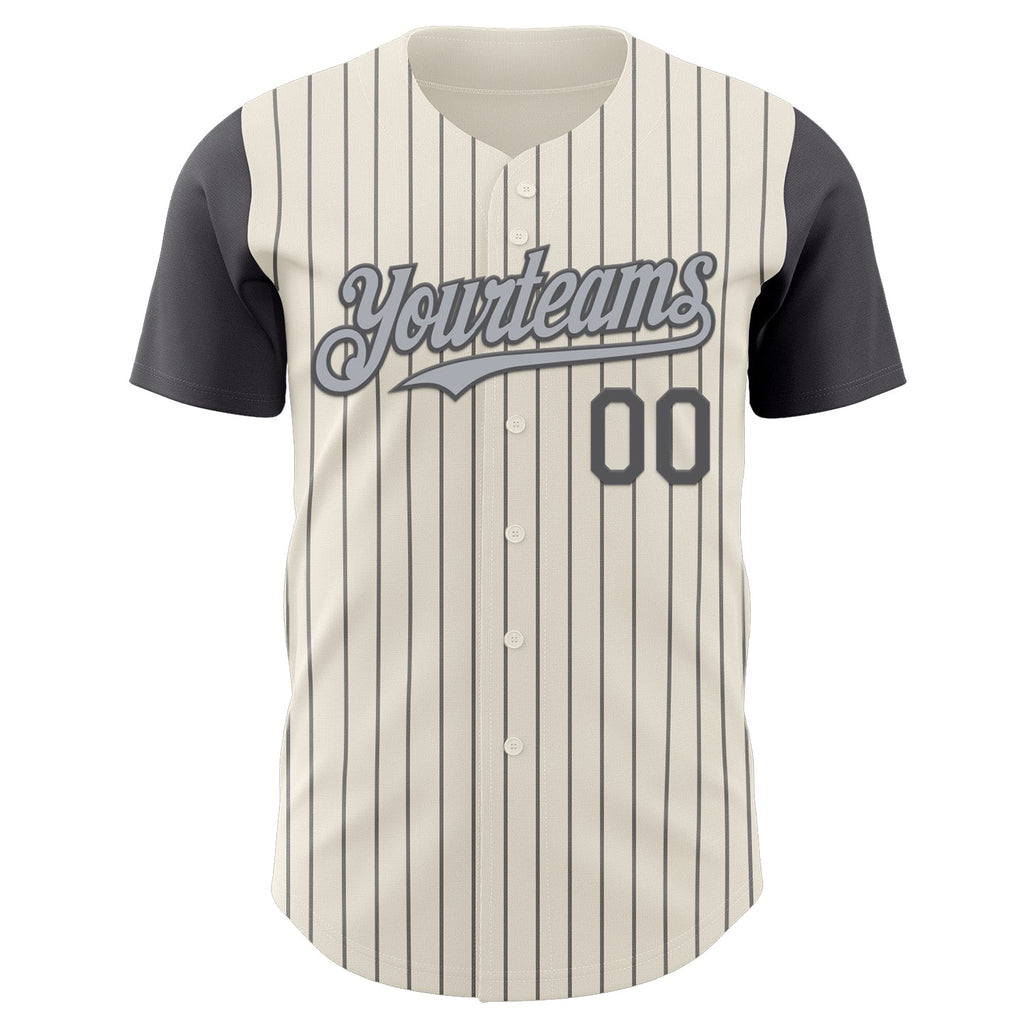Custom Cream Steel Gray Pinstripe Gray Authentic Two Tone Baseball Jersey