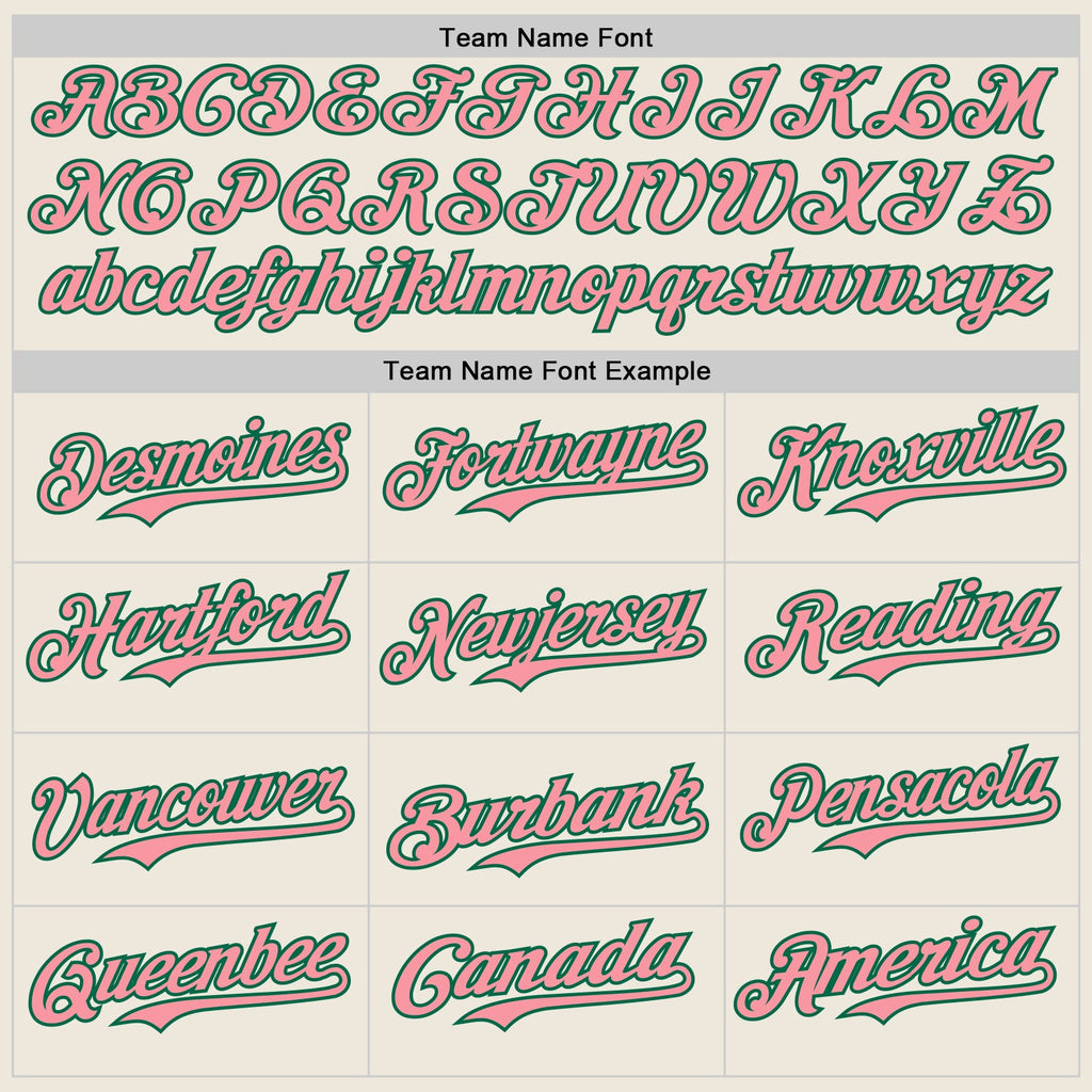Custom Cream Kelly Green Pinstripe Medium Pink Authentic Two Tone Baseball Jersey