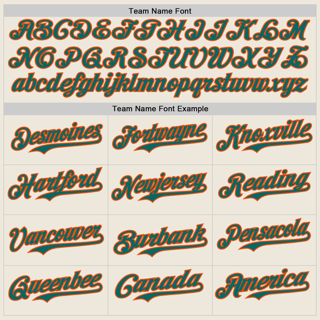Custom Cream Teal Pinstripe Orange Authentic Two Tone Baseball Jersey