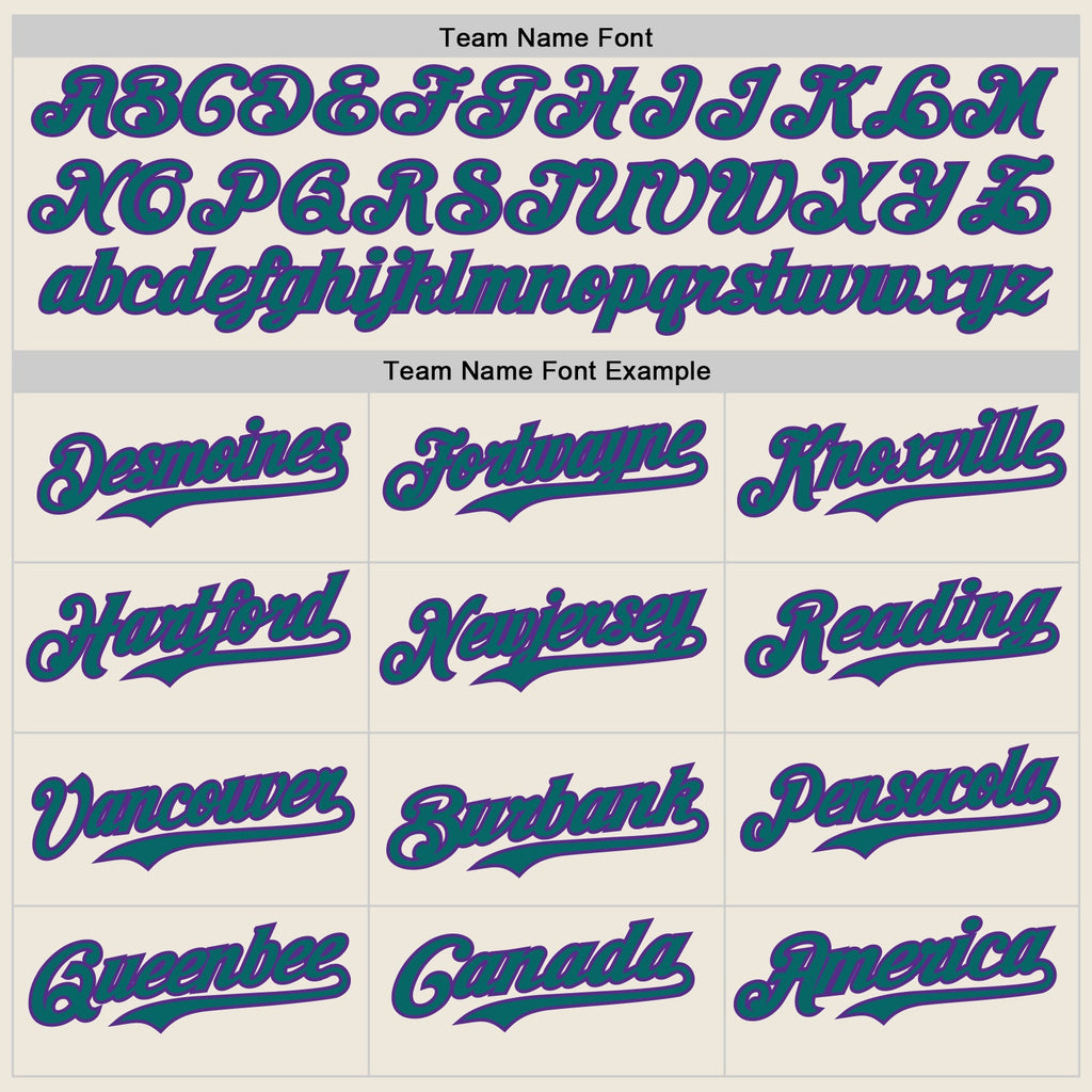 Custom Cream Teal Pinstripe Purple Authentic Two Tone Baseball Jersey