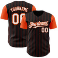Custom Black Orange Pinstripe White Authentic Two Tone Baseball Jersey