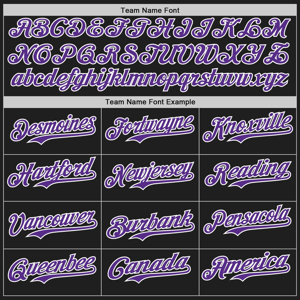 Custom Black Purple Pinstripe White Authentic Two Tone Baseball Jersey