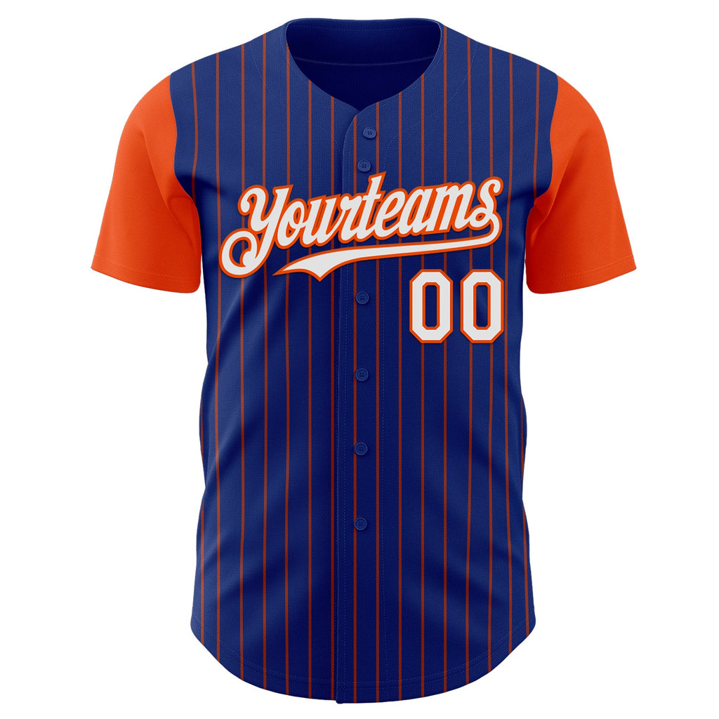 Custom Royal Orange Pinstripe White Authentic Two Tone Baseball Jersey