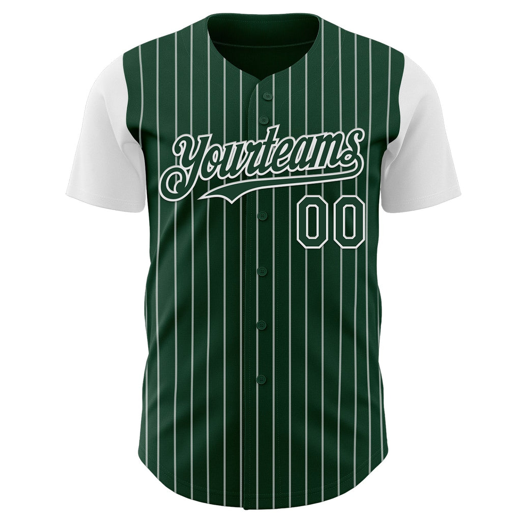 Custom Green White Pinstripe White Authentic Two Tone Baseball Jersey