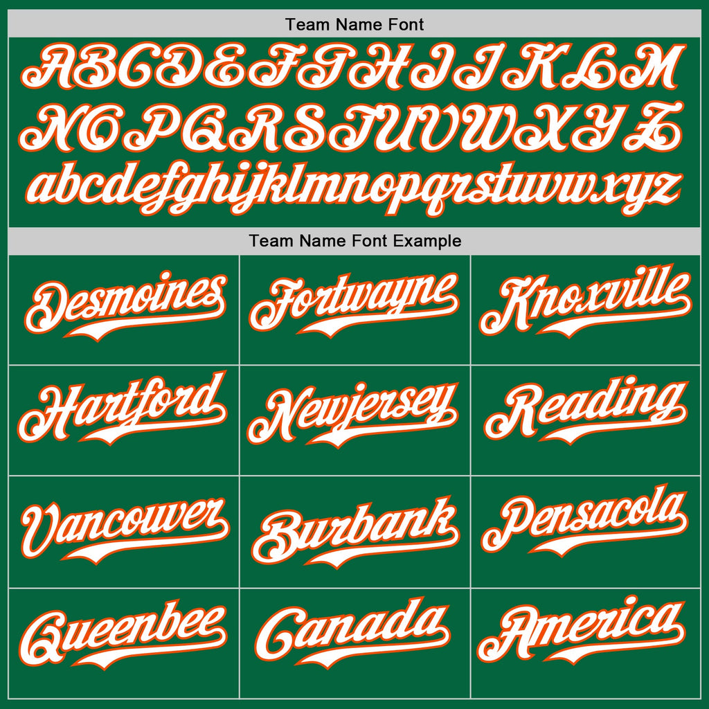 Custom Kelly Green Orange Pinstripe White Authentic Two Tone Baseball Jersey